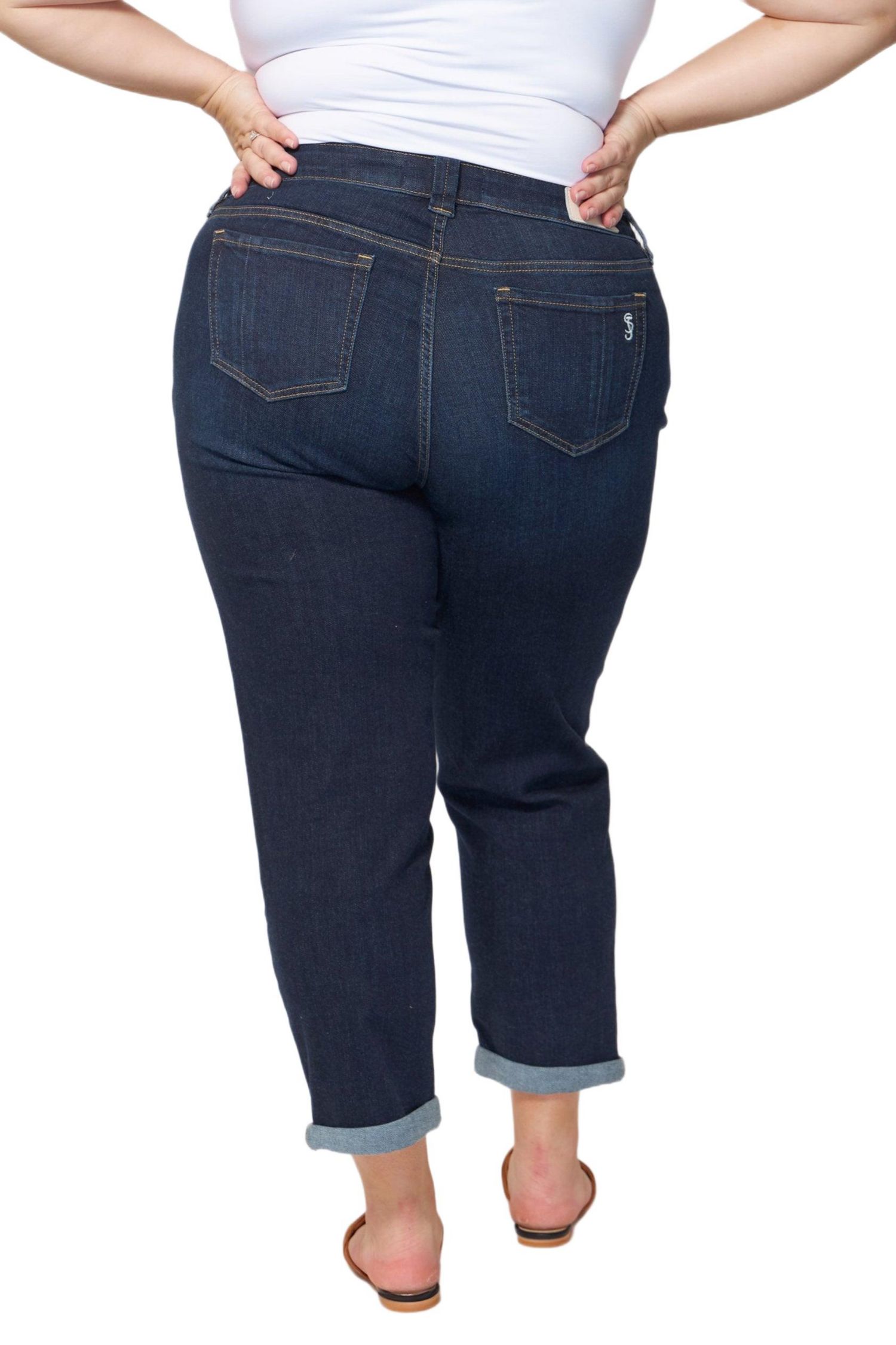 Women's Denim Mid Rise Boyfriend rolled in 25.5" inseam