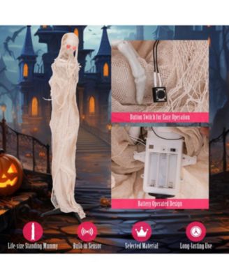 6ft Halloween Animated Standing Mummy with LED Red Glowing Eyes