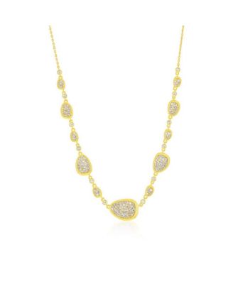 Sterling , Irregular-Shaped Pave CZ Necklace