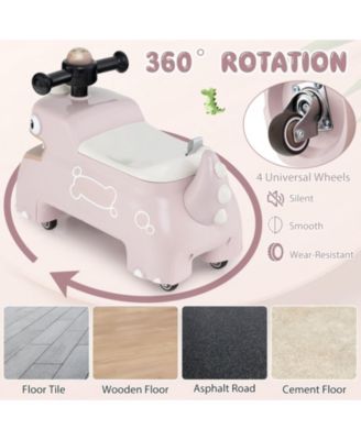 Toddler Ride-On Sliding Car with Lights, Music, and Under-Seat Storage - Pink