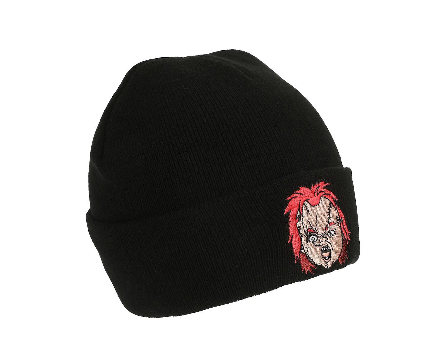 Мужская шапка Chucky Embroidery Black Acrylic Knit Standard Cuff Beanie, цвет: Чёрный — фото 3