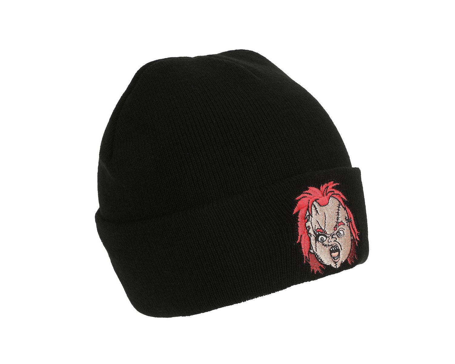 Men's Embroidery Black Acrylic Knit Standard Cuff Beanie
