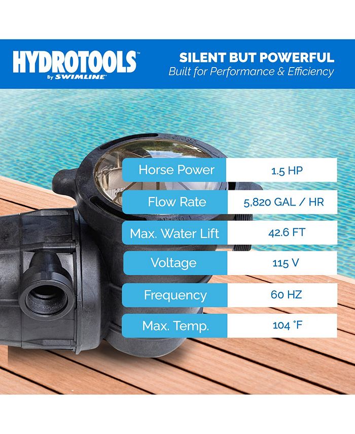 Swimline HydroTools Hydro Flo 1.5 HP 5820 GPH 2 Speed Horizontal Discharge Pump - ONE SIZE