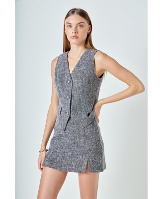 Women's Multi Tweed Buttoned Vest