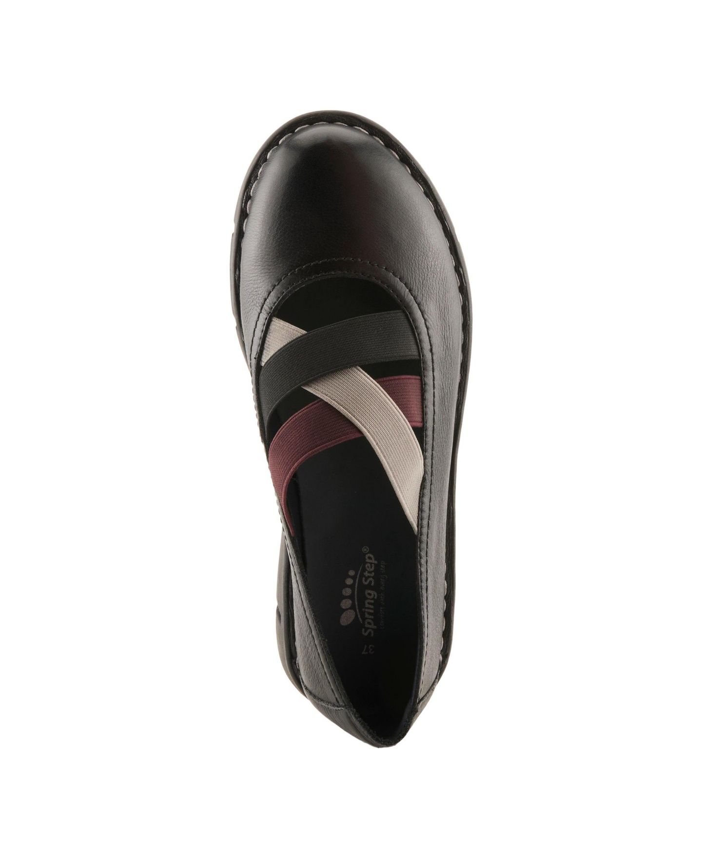 Женские сандалии Spring Step Comfortable Pebbled Leather Slip-On Wedge Shoes with Elastic Straps & Removable Outsole, цвет: Чёрный разноцветный — фото 6