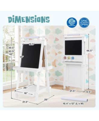 3-in-1 Kids Art Easel with Chalkboard, Magnetic Whiteboard, and Paper Roll