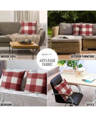 16 x 16 inches 2 Pack Buffalo Plaid Throw Pillow Outdoor & Indoor Covers