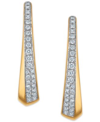 White Diamond C Hoop Earrings (0.40 ct. t.w.) in 14k Yellow Gold