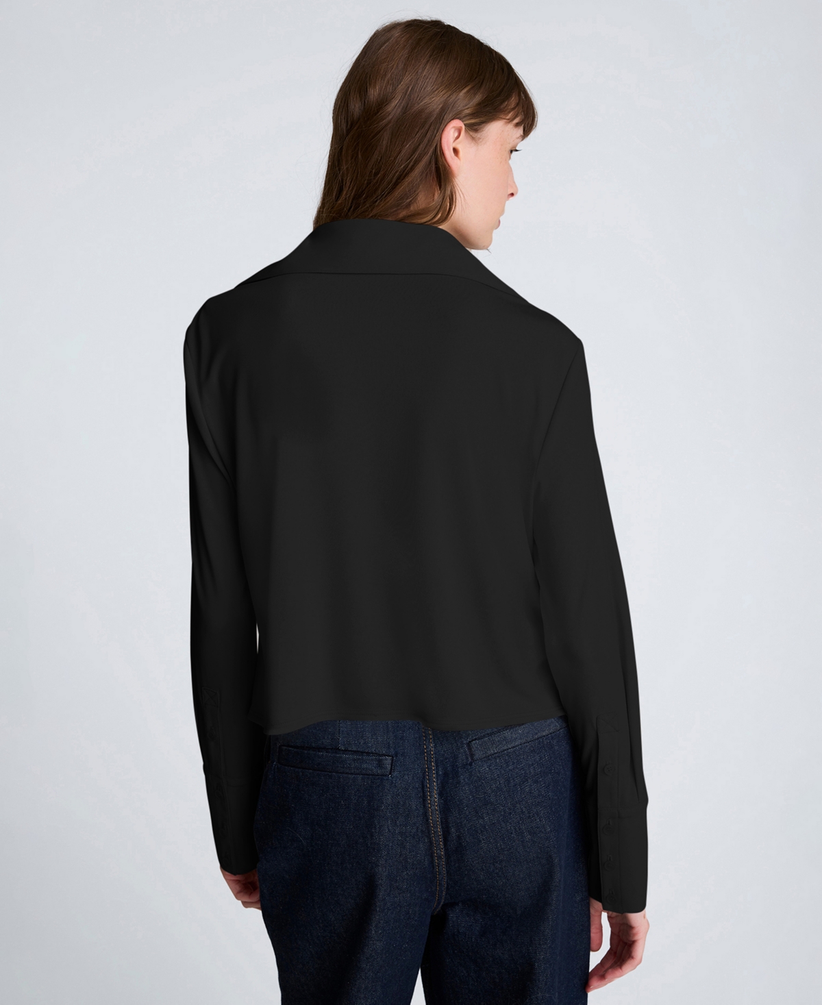Kenneth Cole Drape Front Pullover Shirt In Black