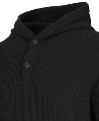 Men's Regular-Fit Waffle Knit Thermal Henley Hoodie