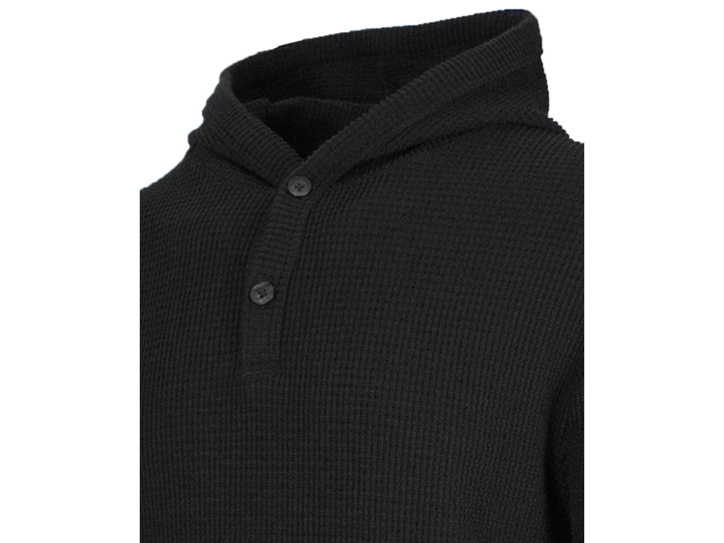 Мужское худи Blue Ice Regular-Fit Waffle Knit Thermal Henley, цвет: Чёрный — фото 3