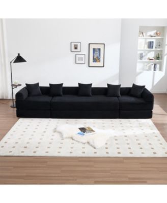 Convertible Folding Sofa Bed with Pillow Back Handrail and Memory Foam