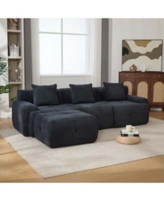 Streamdale 104.3" 4-Piece L-Shaped Upholstered Modular Sectional Sofa, Charcoal