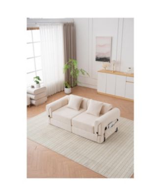 Free combination sofa, reclining, ultra-comfortable double modular sofa, beige