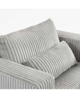 Streamdale Oversized Corduroy Lounge Chair with Ottoman, Modular Deep-Seat Floor Couch - Smoke Grey