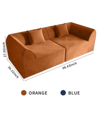 Compressed Memory Foam Sofa with Pillow 2-Seater Lounger Daybed, Orange
