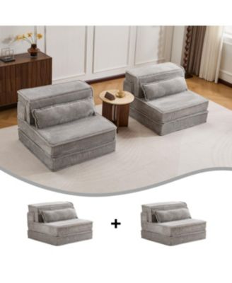 Streamdale Compression Sofa, Convertible Floor Sofa Bed, Light-grey
