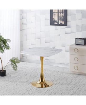 Streamdale 31.5" Square Tulip Dining Table for 2-4 Persons (White & Gold