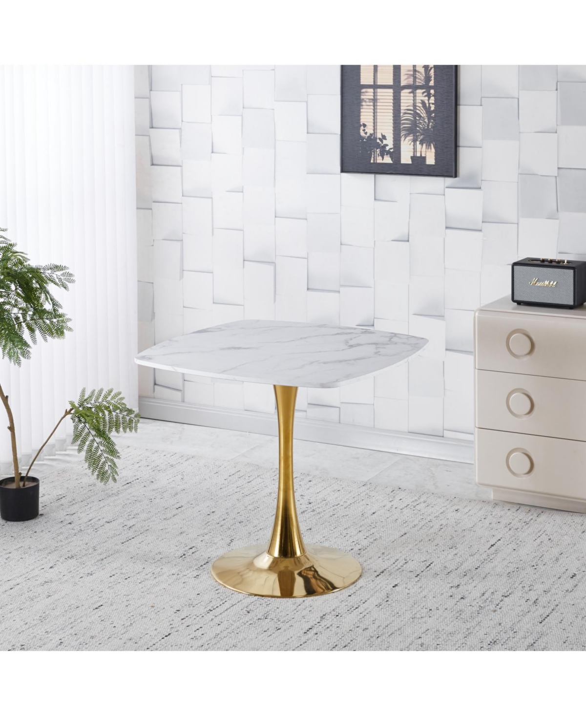 Streamdale Furniture Streamdale 31.5" Square Tulip Dining Table for 2-4 Persons (White & Gold