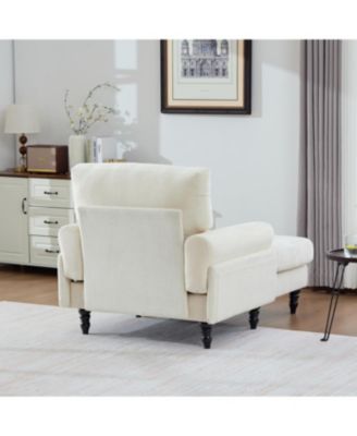 Modern Minimalist Chenille Chaise Lounge Recliner Sofa with Armrests & Storage