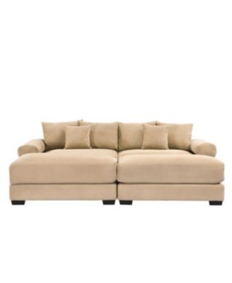 Streamdale 92" Oversized Cloud Modular Sectional Couch, Soft Corduroy, 2 Ottomans, Camel