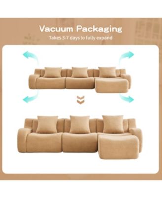  Boneless Sofa, 3 Seat Teddy Fabric, Anti-Slip, No Assembly
