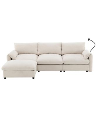 Streamdale 96.5" L-Shaped Chenille Sectional Sofa w/ Storage Ottoman & USB Charger