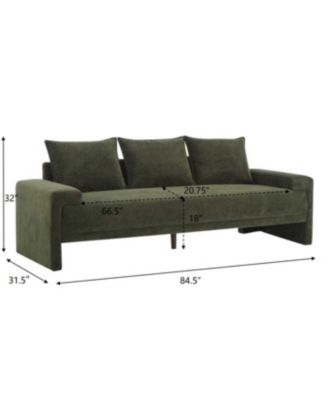 Streamdale Algora 84.5 in. 3 Seater Modern Upholstered Velvet Sofa, Moss Green