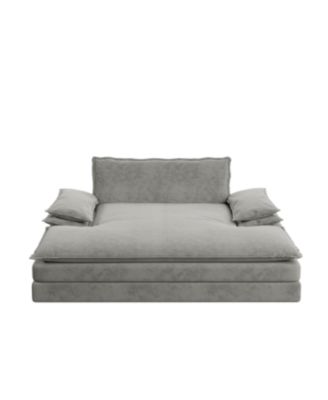 Modern Oversized Double Chaise Lounge Chair with Pillows & Wide Armrests