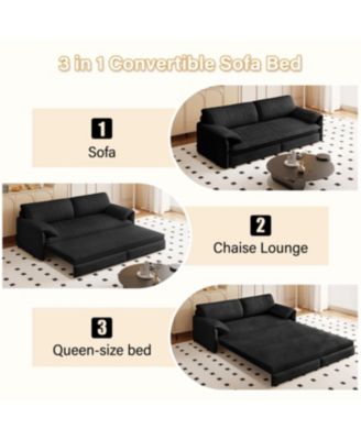 Streamdale 66" Queen Pull Out Sofa Bed with Storage, 3-in-1 Convertible Loveseat Bed