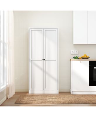 Streamdale 61" White Metal Kitchen Pantry Cabinet with 4 Adjustable Shelves