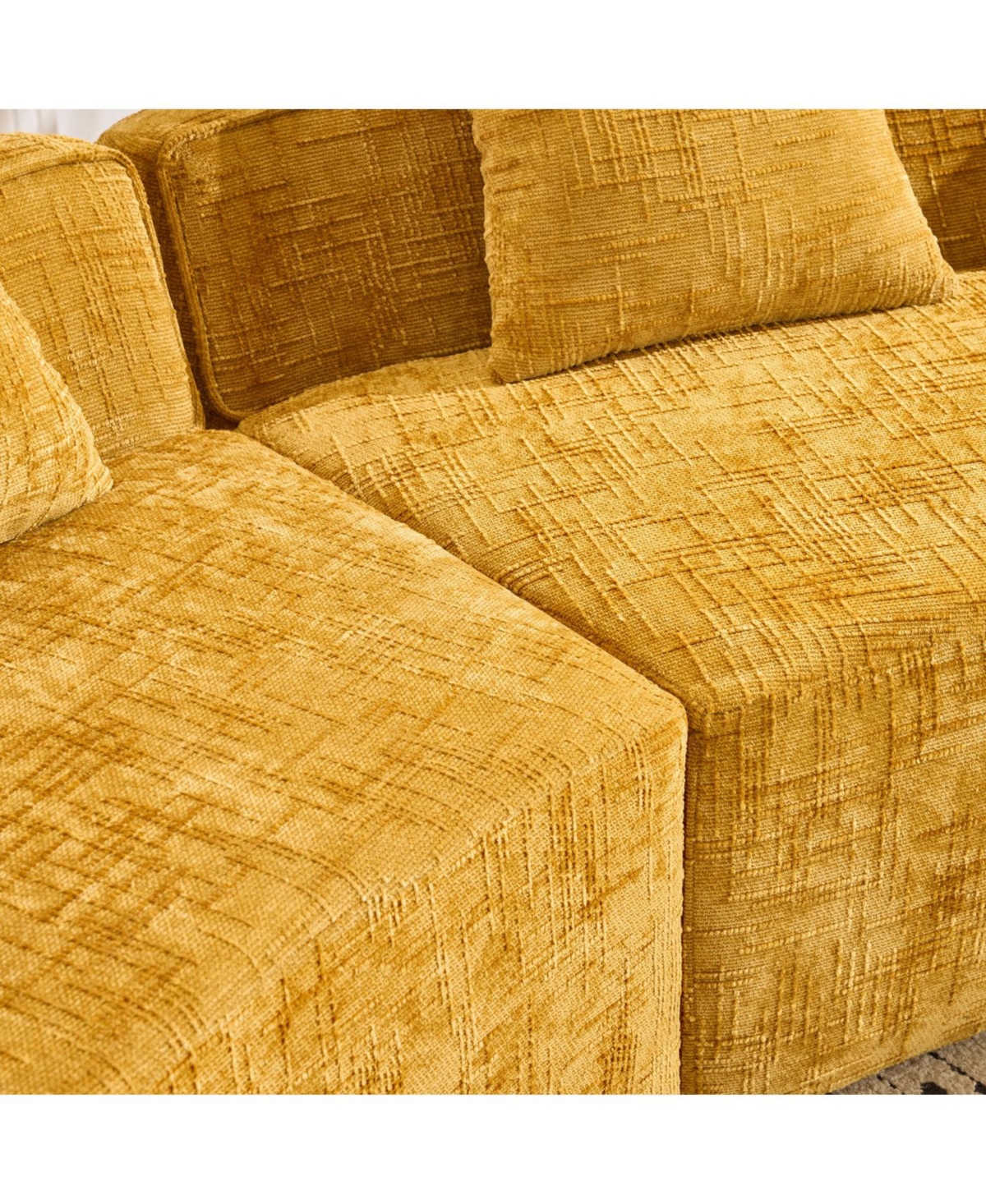 Streamdale Furniture Streamdale Yellow Curved Compressed Sofa - Nordic Design for Living Room