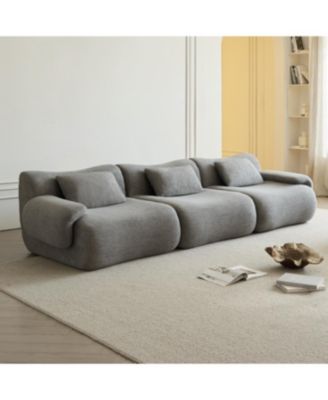 Modular Sectional Sofa, Modern Minimalist Couch, Comfy, Space-Efficient, Light Gray