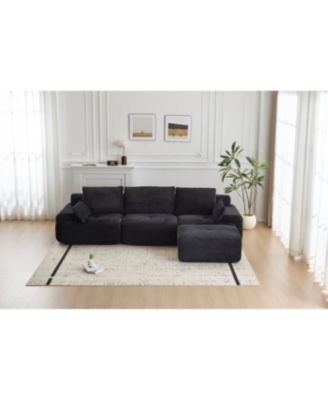 Modern Memory Foam Compressed Sofa, Large Sectional Couch, Pet-Friendly, Black