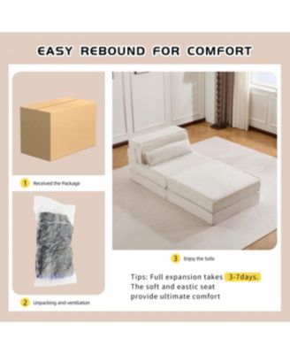 Streamdale Compression Sofa, Convertible Floor Sofa Bed, White