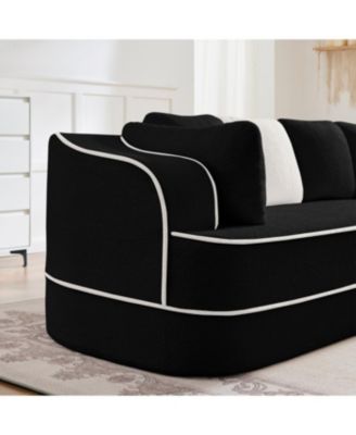 Streamdale Teddy Fabric 4-Seat Sofa, No Assembly, 32D High Density Sponge, Black