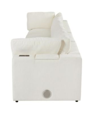 Upholstered Modular Sofa with Storage, USB, Wireless Charging & Bluetooth Speaker