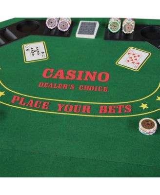 48" Octagon Folding Poker Tabletop with Cup Holders & Chip Racks for 8 Players, Texas Hold'em, Portable with Carry Case