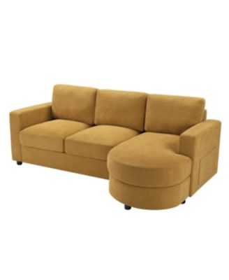 Streamdale Modern L-shaped Sofa Couch with Curved Chaise, USB & Storage, Blue