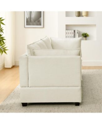 Streamdale Comfy Cloud 4-Seat Chenille Sofa Sleeper with Ottomans & Pillows (Beige