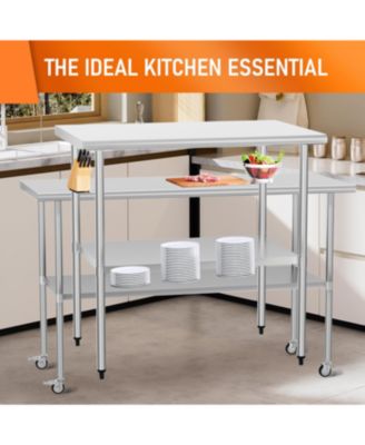 Streamdale Stainless Steel Prep Table 24" x 60" with Wheels & Adjustable Undershelf