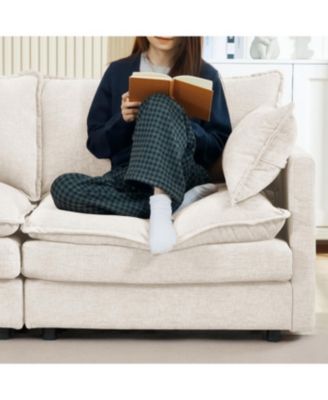 Streamdale Modular Sectional Sofa, 102 Inch L Shaped Couch with Ottoman, Beige