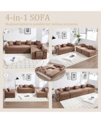 Streamdale Convertible Folding Sofa Bed with Pillow Back Handrail, Cloud Corduroy Mattress Sofa