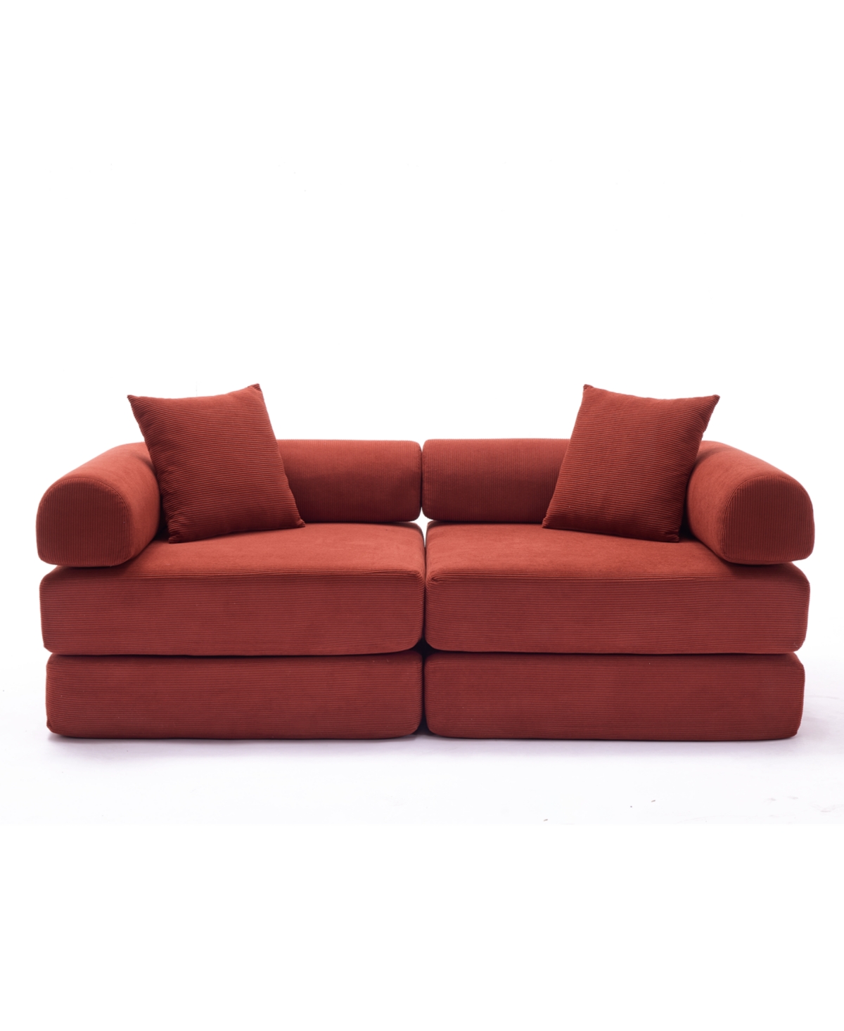 Streamdale Furniture Modular Sofa Bed for Apartment, Convertible Sofa Bed, Corduroy, Ancora Red