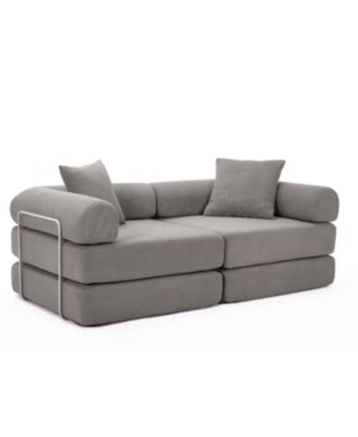 Modular Sofa Bed for Apartment, Convertible Sofa Bed, Dark Gray Corduroy