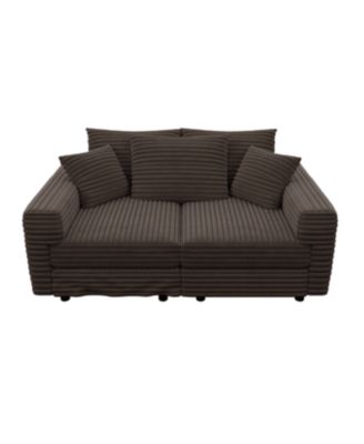 Streamdale Camel 82.7" Corduroy 3-Seat Sofa, Modern Comfy Cloud Couch with Soft Pillows