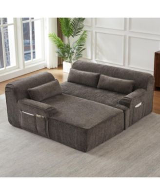 Chenille L-Shape Luxury Sectional Sofa, Comfy Sleeper Couch for Living Room