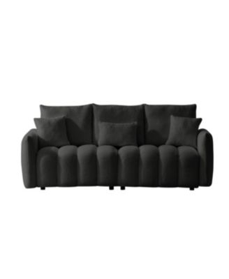 Streamdale 78" Teddy Fabric Sofa with Pillows & Solid Wood Frame