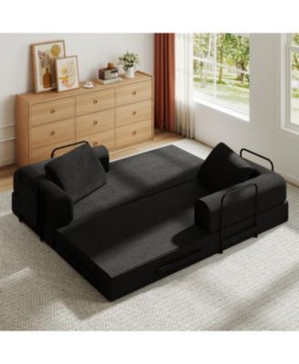 Streamdale Convertible Sleeper Sofa Bed with Pillow - Corduroy Folding Mattress Couch - Black