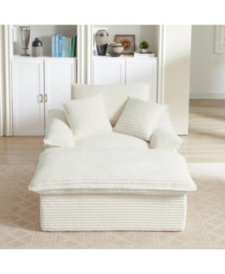 Streamdale Modern cushioned single seat sofa with footrest, white